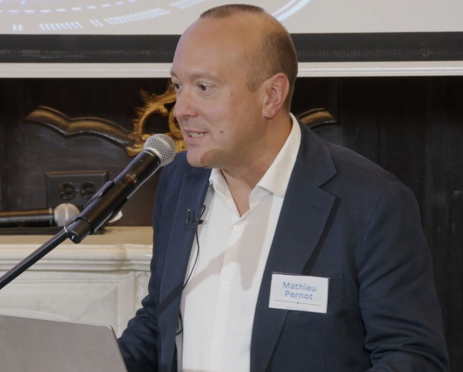 Dr. Mathieu Pernot presenting at Emyosound launch in Boston